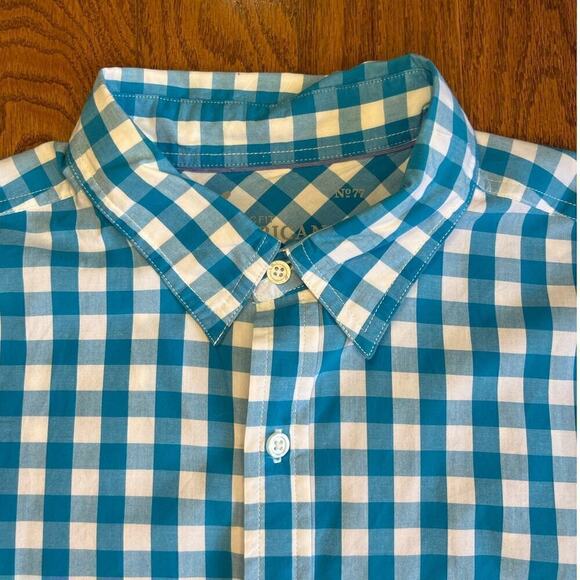 American Eagle Everyday Plaid Button Up Shirt Long Sleeve, Blue/White size Large - Picture 3 of 16